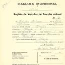 Registo de um veiculo de duas rodas tirado por um animal de espécie muar destinado a transporte de mercadorias em nome de Joaquim Antunes, morador em Alveijar.