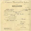 Registo de velocípede de marca Cycles Pombal, com o nº 5991, em nome de Abílio Antunes, morador em Fervença.