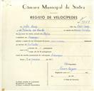 Registo de velocípede com o nº 9588, em nome de João Luís, morador em Carenque.