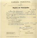 Registo de velocípede de marca Phillips, com o nº 1884, em nome de Maria Enes Guimarães, morador em Belas.