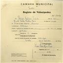 Registo de velocípede com o nº 2757, em nome de Filipe António Pulido, morador em Odrinhas.