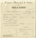 Registo de velocípede de marca Famel, com o nº 8275, em nome de Vicente Inácio Quirino, morador em Cortegaça.
