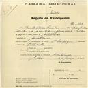 Registo de velocípede de marca Olympique, com o nº 887, em nome de Duarte Adão Casinhas, morador em Montelavar.