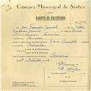 Registo de velocípede de marca Raio com motor Cuciolo, com o nº 6030, em nome de José Francisco Damião, morador em Lameiras.