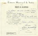 Registo de velocípede de marca Famel, com o nº 8770, em nome de António das Dores Domingos, morador em Várzea de Sintra.