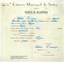 Registo de velocípede de marca Raio, com o nº 8408, em nome de António Lourenço, morador em Negrais.