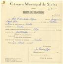 Registo de velocípede de marca Olga, com o nº 7848, em nome de José Francisco Lopes, morador em Sintra.