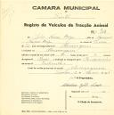 Registo de um veiculo de duas rodas tirado por dois animais de espécie muar destinado a transporte de mercadorias em nome de João Nunes Boga, morador em Almoçageme.