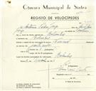 Registo de velocípede de marca Nacional, com o nº 9408, em nome de António Pedro Jorge morador em Bolembre.