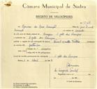 Registo de velocípede de marca Famel com motor Vitória, com o nº 9926, em nome de Ramiro da Rosa Assunção, morador em S. João das Lampas.