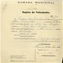 Registo de velocípede de marca Nacional, com o nº 780, em nome de Pompeu dos Santos Camacho, morador em S. João das Lampas.