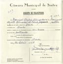Registo de velocípede com o nº 5719, em nome de Manuel Ângelo Almeida, morador em Areias.