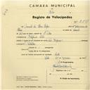 Registo de velocípede de marca Paris Express com o nº 2897, em nome de Manuel da Silva Lopes, morador em Estefânia.