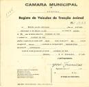 Registo de um veiculo de duas rodas tirado por um animal de espécie asinina destinado a transporte de mercadorias em nome de Emília Júlia Raimundo, moradora em Azenhas do Mar.