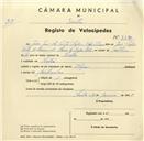 Registo de velocípede de marca Olga, com o nº 3340, em nome de João José da Costa Lopes Velez de Lima, morador em Sintra.