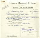 Registo de velocípede de marca Ilo Mavic, com o nº 9445, em nome de Francisco Jorge, morador em Mucifal.