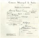 Registo de velocípede de marca Nacional, com o nº 8662, em nome de Carlos da Conceição Teixeira, morador em Cortegaça.