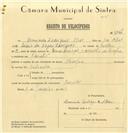 Registo de velocípede de marca Olimpique, com o nº 6765, em nome de Armindo Rodrigues Alves, morador em Baratã.