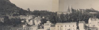 Vista parcial da Vila de Sintra com o Mercado Municipal e o Palácio Nacional de Sintra.