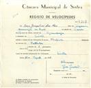 Registo de velocípede de marca Olimpique, com o nº 9207, em nome de Ivan Gonçalves dos Reis, morador em Sintra.