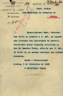 Ofício do Secretário Geral da 3ª Repartição do Governo Civil de Lisboa, [...], ao Administrador do Concelho de Sintra, remetendo as licenças das Sociedades de Recreio do Concelho, para serem entregues aos interessados.