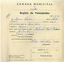 Registo de velocípede de marca Royal, com o nº 3543, em nome de Joaquim Pereira, morador em Carenque.
