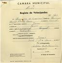 Registo de velocípede com o nº 1400, em nome de Alexandre da Conceição S. Cosme, morador em Janas.