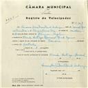 Registo de velocípede de marca Flandria, com o nº 5301, em nome de [...] Correia Ferreira Dias de A., morador em Rio de Mouro.