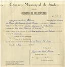 Registo de velocípede com o nº 7954, em nome de Joaquim dos Santos Almeida, morador em Rua das Padarias nº 19, Sintra.