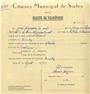 Registo de velocípede de marca Flecha, com o nº 6569, em nome de José Negreiro Duarte, morador em Queluz.