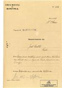 Construção de moradia em Fação, Montelavar em nome de José Cabral, com o Processo nº OB 102/1922, com a licença de construção nº 113 de 03/06/1922.