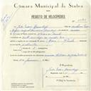 Registo de velocípede de marca Raio com Motor, com o nº 5080, em nome de João Pedro Roneberg, morador em Rua Veiga da Cunha, Sintra.