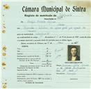 Registo de matricula de velocipedista em nome de Dionísio Bordalo Sapina, morador em Casais, com o nº de inscrição 827.