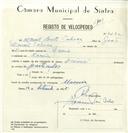 Registo de velocípede de marca Nacional, com o nº 8290, em nome de Manuel Bento Cabeça, morador em Maceira.