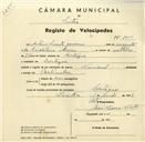 Registo de velocípede de marca Nacional, com o nº 3666, em nome de António Vicente Governo, morador em Cortezia.