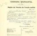 Registo de um veiculo de duas rodas tirado por dois animais de espécie asinina destinado a transporte de mercadorias em nome de Manuel Sebastião Fasto, morador em Coutim Afonso.