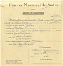Registo de velocípede de marca Champion, com o nº 7272, em nome de Maria Eduarda Timóteo Roda, moradora em Belas.