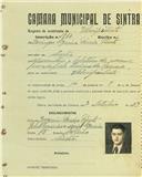 Registo de matricula de velocipedista em nome de Domingos Sequeira Pereira Pinto, morador em Sintra, com o nº de inscrição 1810.