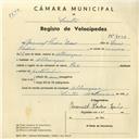 Registo de velocípede com o nº 4048, em nome de Manuel Pedro Luís, morador em Albarraque.
