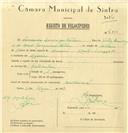 Registo de velocípede com o nº 6353, em nome de Fernando Domingos Feiteira, morador em Maceira.