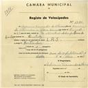 Registo de velocípede de marca L.R.S., com o nº 1720, em nome de Adriano Fernandes de Oliveira, morador em Queluz.