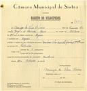 Registo de velocípede de marca Monotrave, com o nº 7330, em nome de Domingos da Silva Silvério, morador em Negrais.
