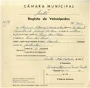 Registo de velocípede de marca Caravela, com o nº 3306, em nome de Henrique d'Assunção Duarte de Carvalho, morador em Praia das Maçãs.