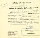 Registo de um veiculo de duas rodas tirado por um animal de espécie cavalar destinado a transporte de mercadorias em nome de António  [...] Mendes Osório, morador em Chão de Meninos, Sintra.