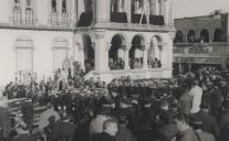 Funeral do Visconde de Asseca, junto aos Paços do Concelho, no largo Dr. Virgílio Horta em Sintra.