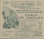 Programa do filme "Fumos de Ambição" realizado por Michael Curtiz com a participação de Gary Cooper, Lauren Bacall, Patricia Neal, Jack Carson e Donald Crisp.