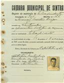 Registo de matricula de velocipedista em nome de Manuel Martins Diogo, morador em Fontanelas, com o nº de inscrição 904.