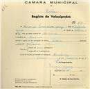 Registo de velocípede de marca Flecha, com o nº 162, em nome de Manuel Francisco Jorge, morador em Morelena.