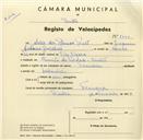 Registo de velocípede de marca Francesa, com o nº 3450, em nome de Artur dos Ramos Prats, morador em Quinta da Piedade, Sintra.