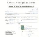 Registo de um veiculo de duas rodas tirado por um animal de espécie asinina destinado a transporte de mercadorias em nome de Ferrer Pedroso, morador em Carenque.